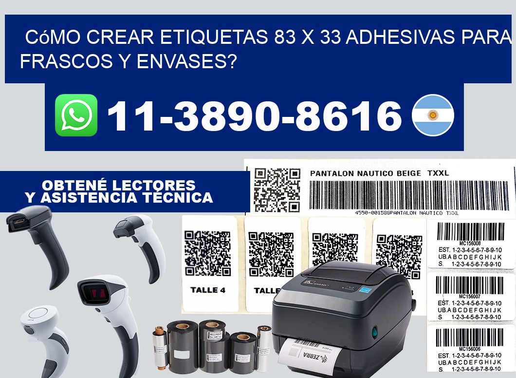 Cómo crear etiquetas 83 x 33 adhesivas para frascos y envases?