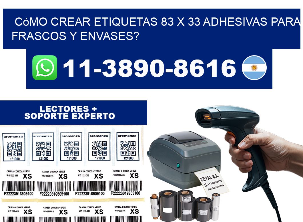 Cómo crear etiquetas 83 x 33 adhesivas para frascos y envases?