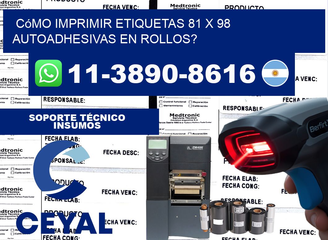 Cómo imprimir etiquetas 81 x 98 autoadhesivas en rollos?
