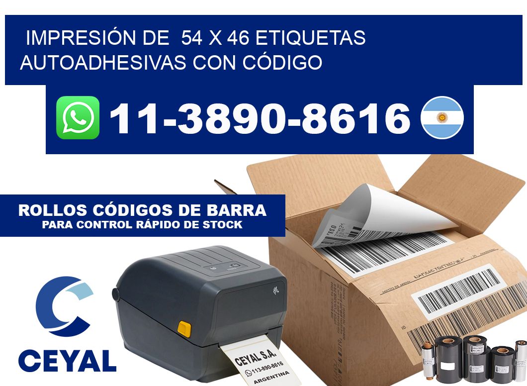 IMPRESIÓN DE 54 x 46 ETIQUETAS AUTOADHESIVAS CON CÓDIGO