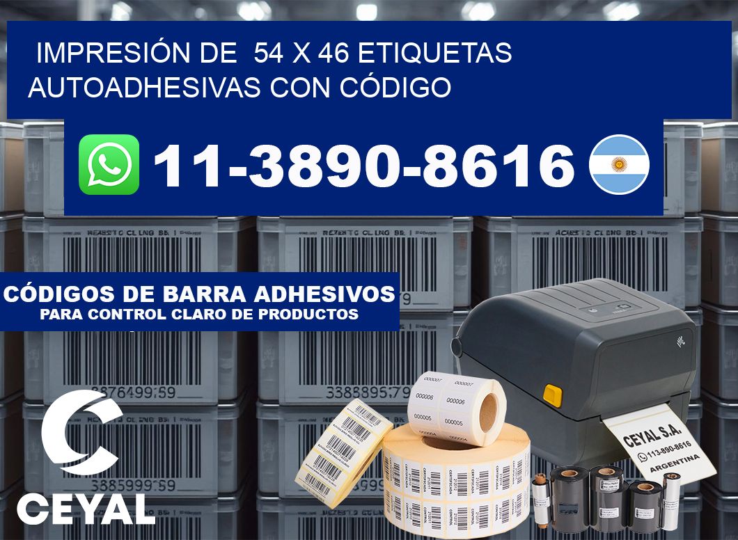 IMPRESIÓN DE 54 x 46 ETIQUETAS AUTOADHESIVAS CON CÓDIGO