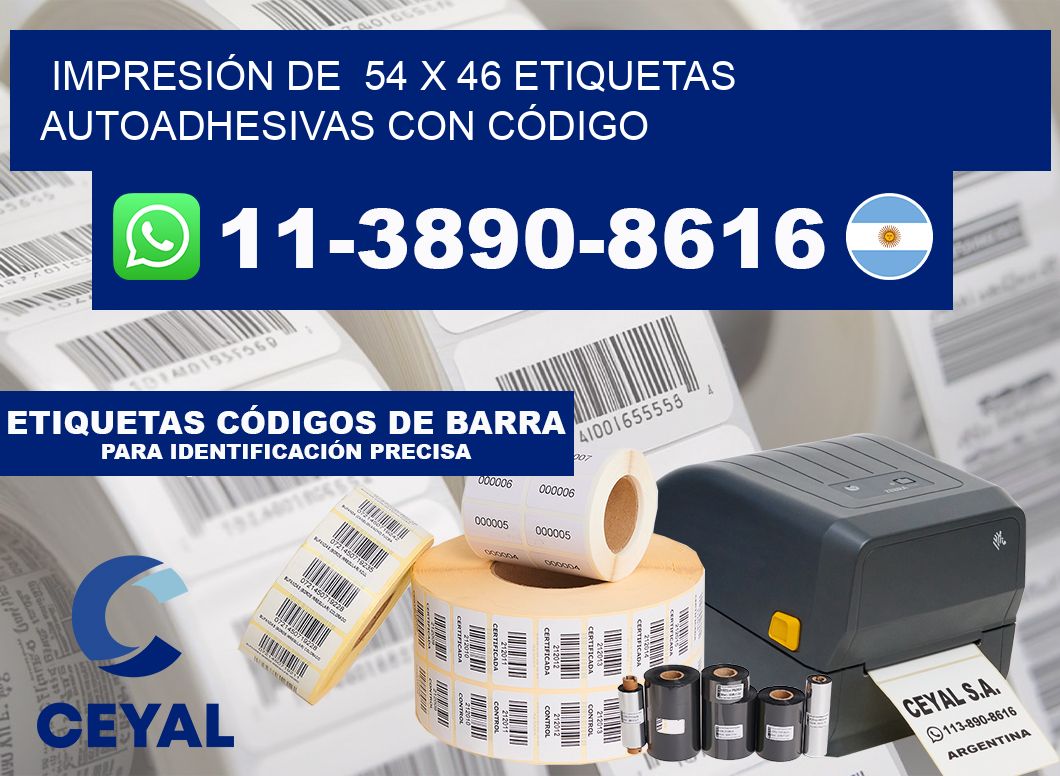 IMPRESIÓN DE 54 x 46 ETIQUETAS AUTOADHESIVAS CON CÓDIGO