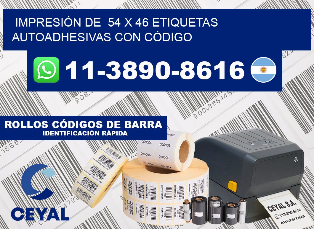 IMPRESIÓN DE  54 x 46 ETIQUETAS AUTOADHESIVAS CON CÓDIGO