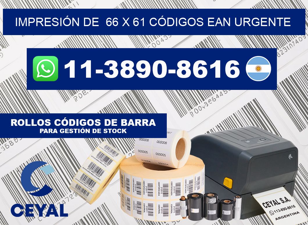 IMPRESIÓN DE  66 x 61 CÓDIGOS EAN URGENTE