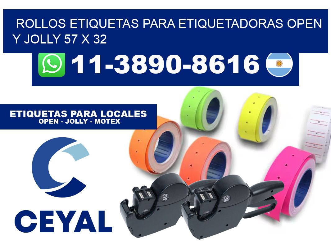Rollos etiquetas para etiquetadoras open y jolly 57 x 32