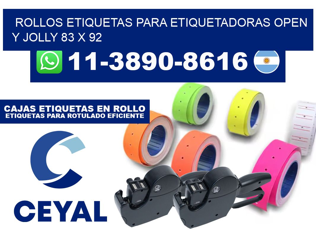 Rollos etiquetas para etiquetadoras open y jolly 83 x 92