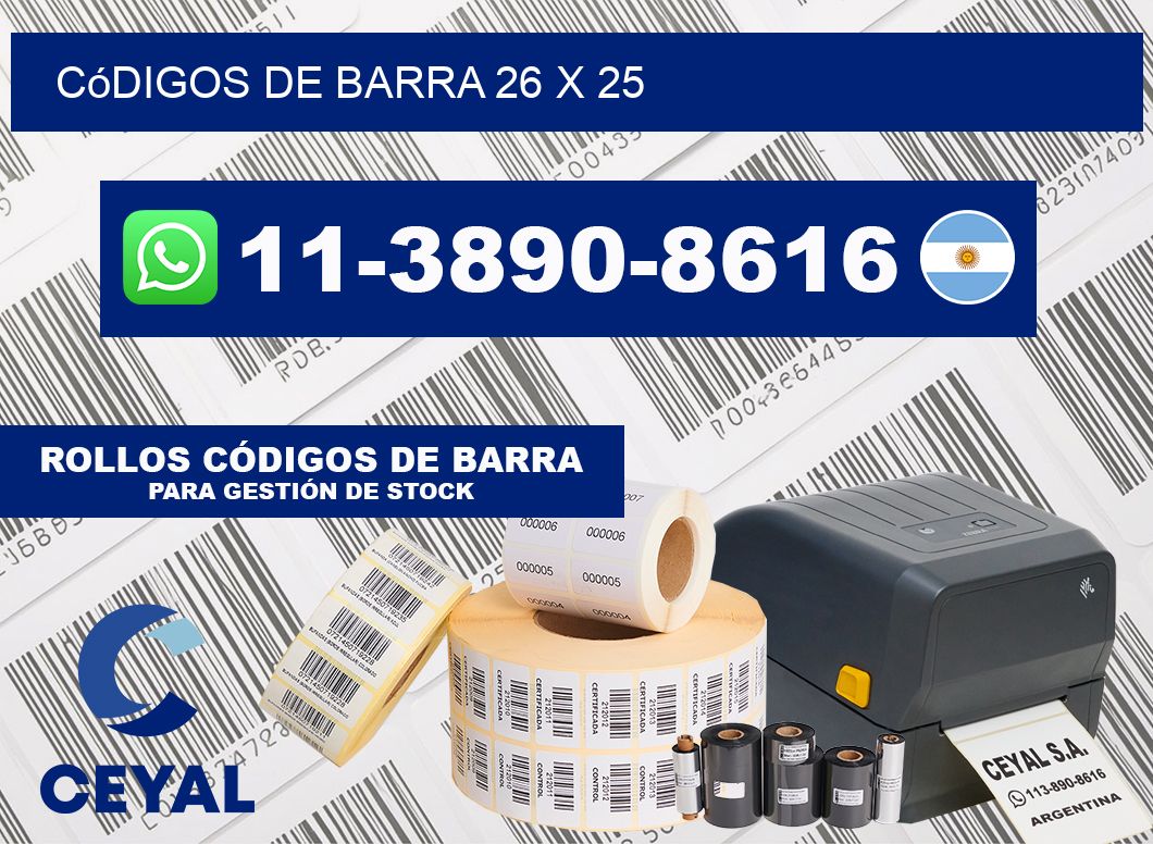 códigos de barra 26 x 25