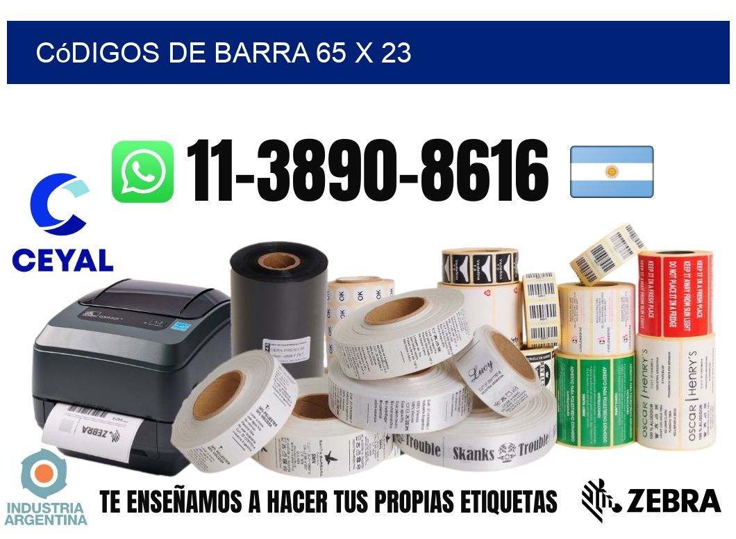 códigos de barra 65 x 23