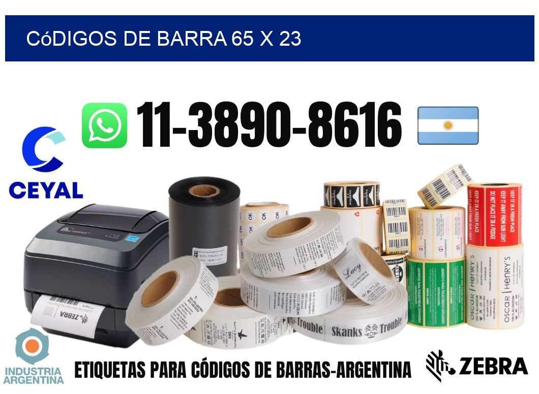 códigos de barra 65 x 23