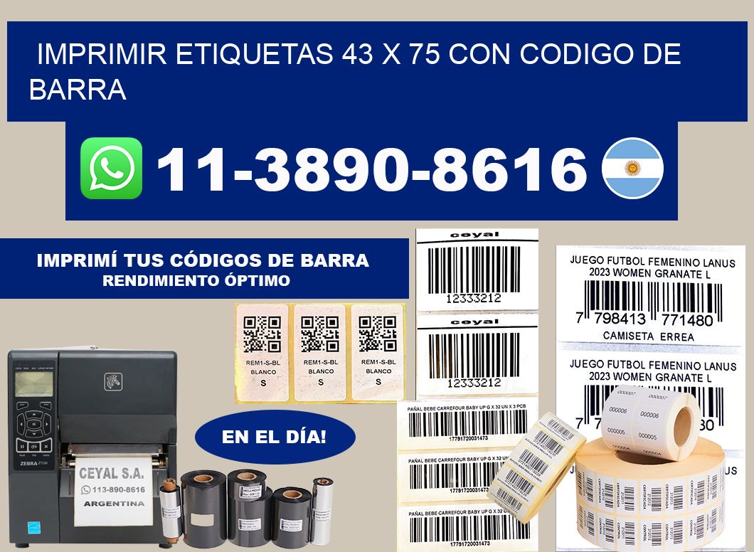 imprimir etiquetas 43 x 75 con codigo de barra