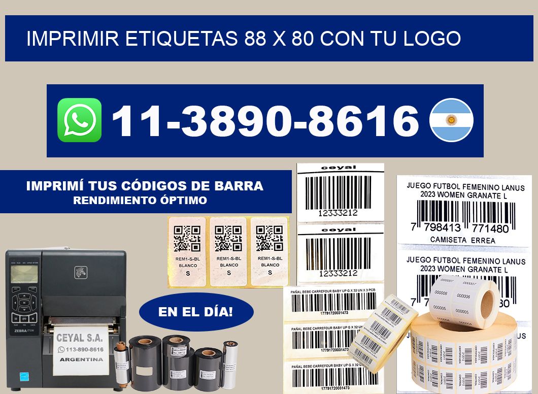 imprimir etiquetas 88 x 80 con tu logo