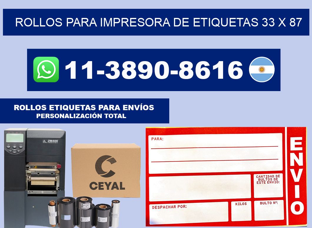 rollos para impresora de etiquetas 33 x 87