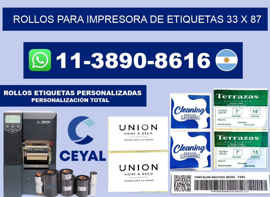 rollos para impresora de etiquetas 33 x 87