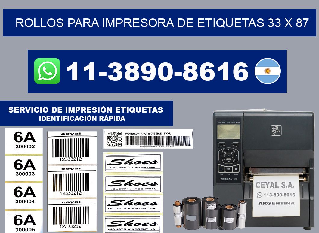 rollos para impresora de etiquetas 33 x 87