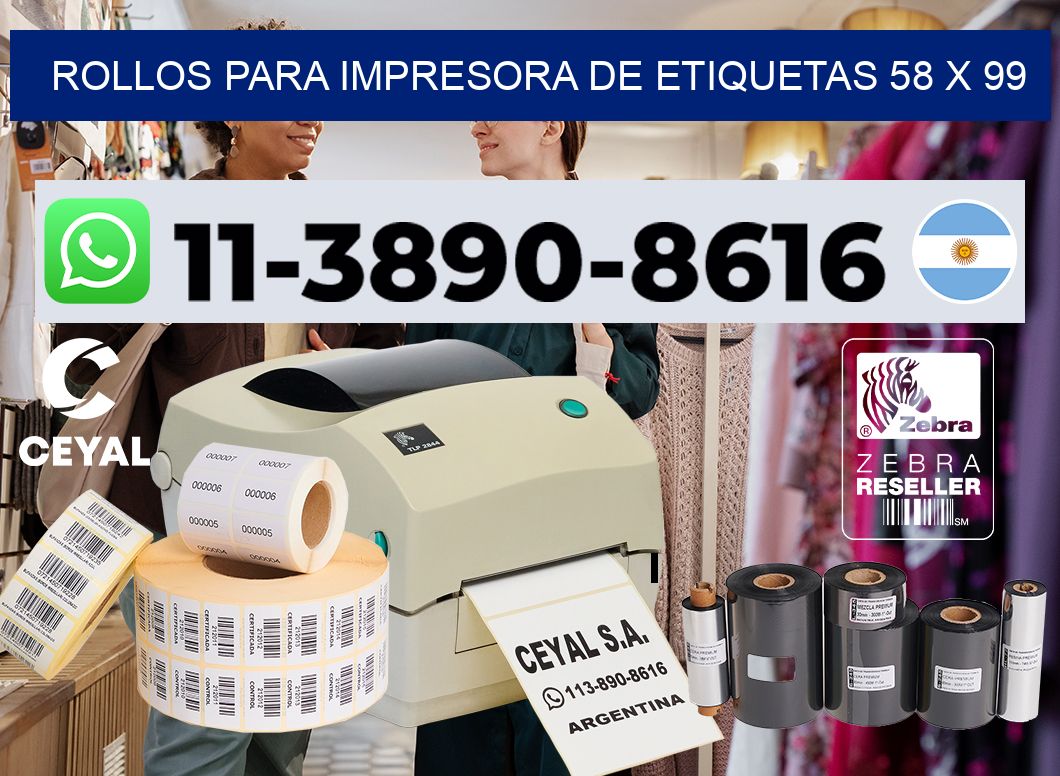 rollos para impresora de etiquetas 58 x 99