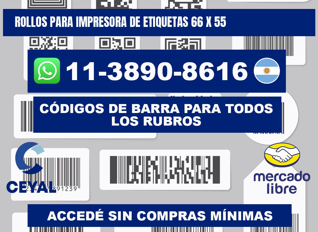 rollos para impresora de etiquetas 66 x 55