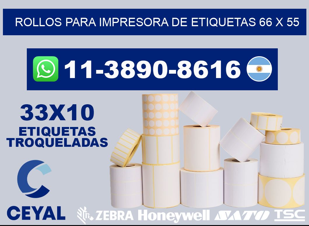 rollos para impresora de etiquetas 66 x 55