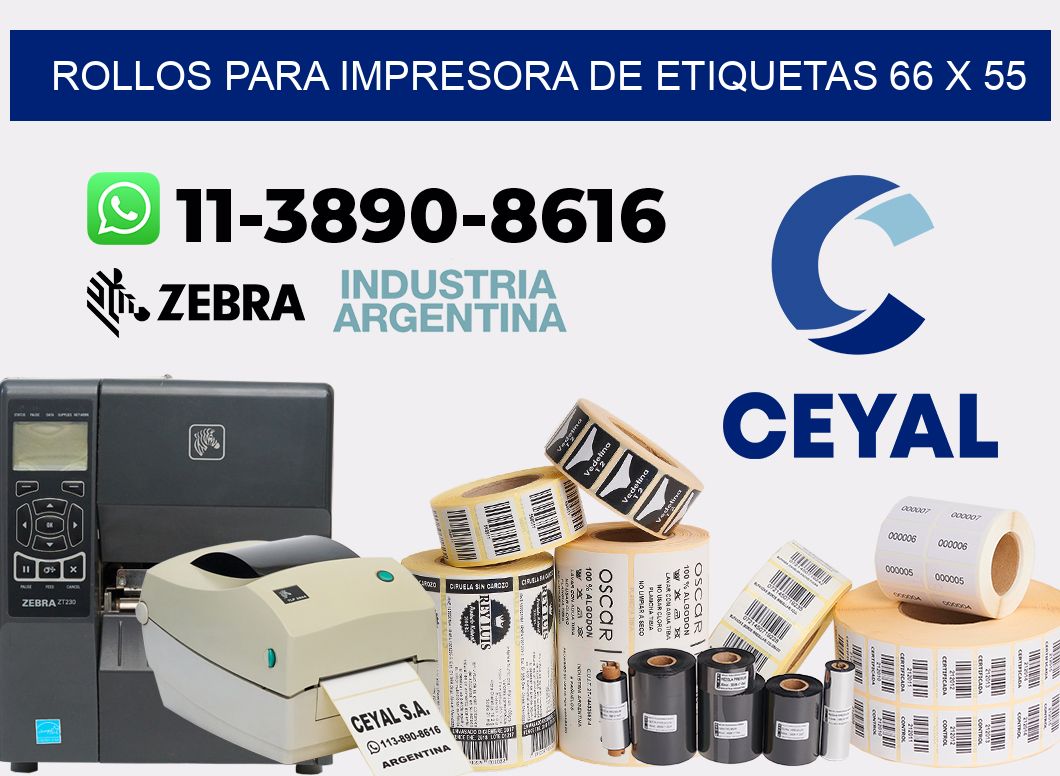 rollos para impresora de etiquetas 66 x 55