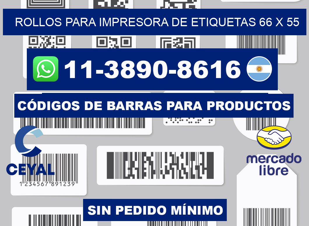 rollos para impresora de etiquetas 66 x 55