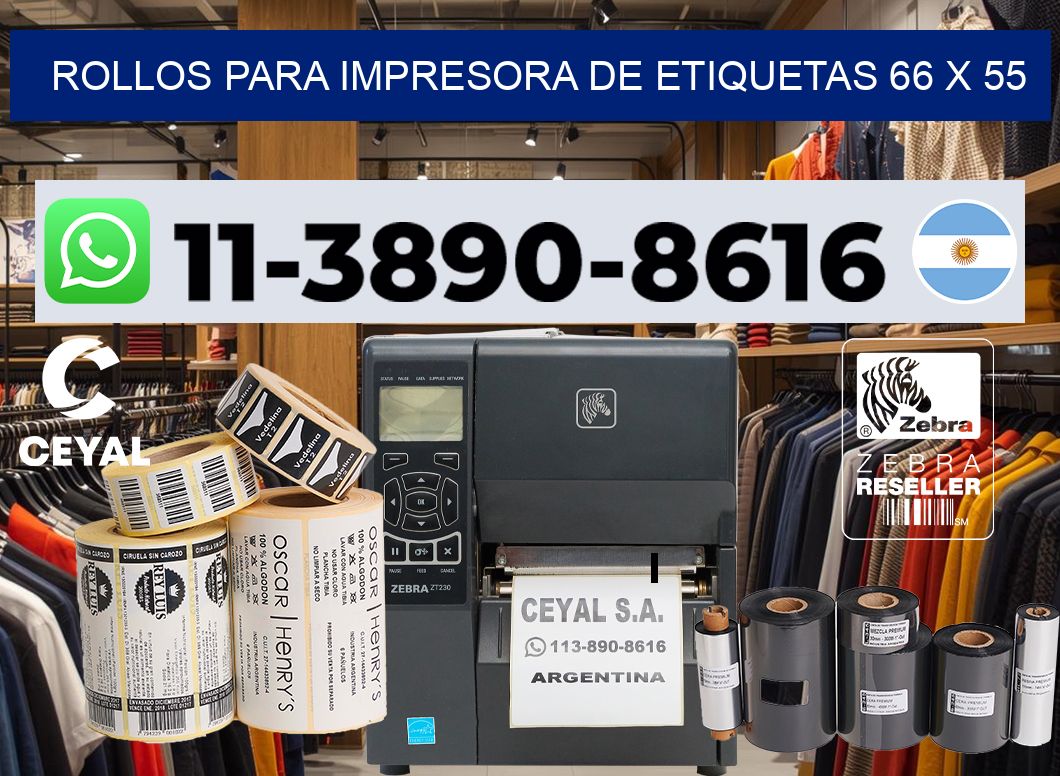 rollos para impresora de etiquetas 66 x 55