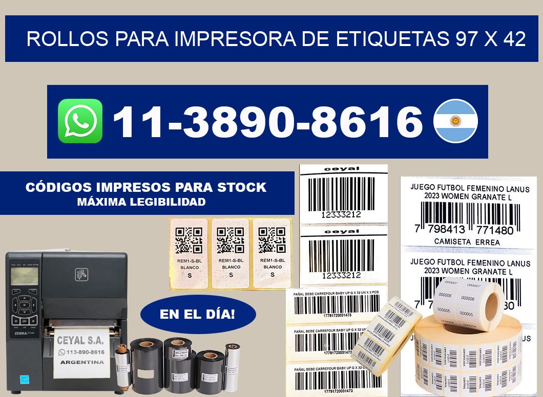 rollos para impresora de etiquetas 97 x 42