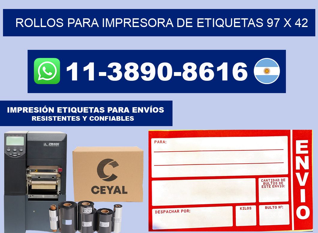 rollos para impresora de etiquetas 97 x 42