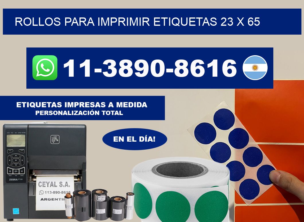 rollos para imprimir etiquetas 23 x 65