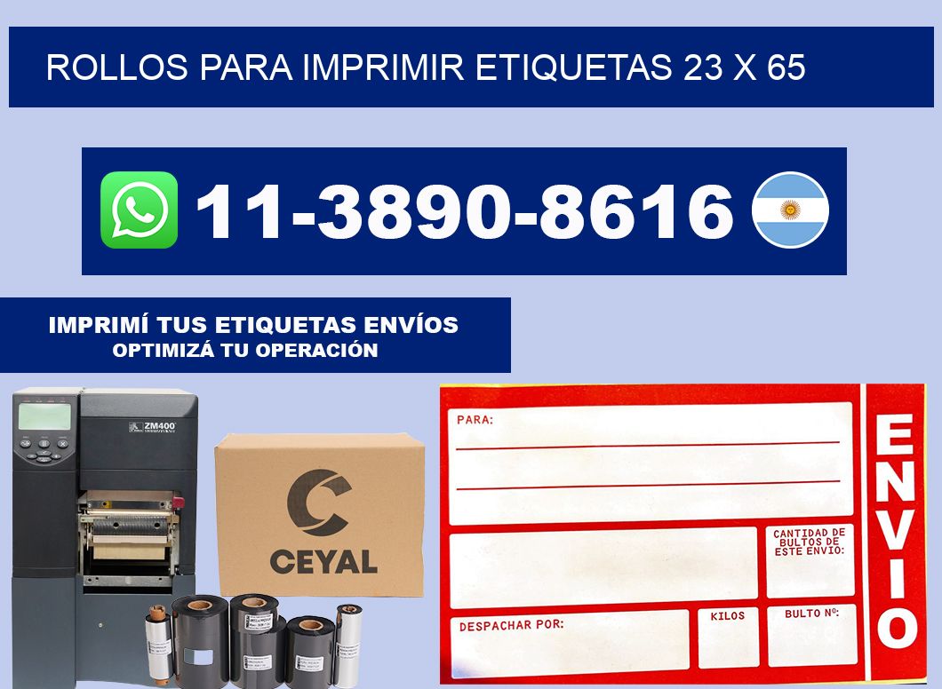 rollos para imprimir etiquetas 23 x 65