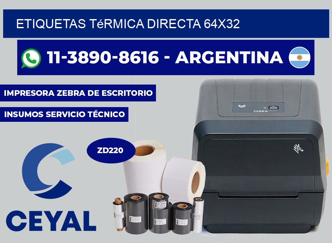 etiquetas térmica directa 64X32