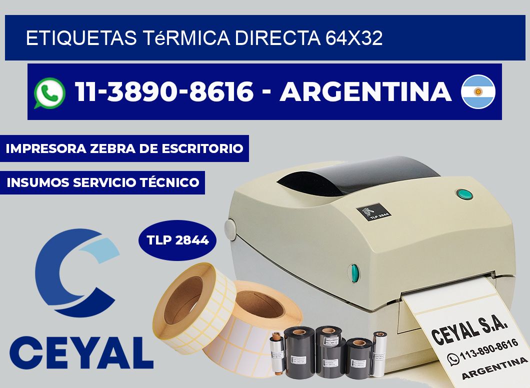 etiquetas térmica directa 64X32