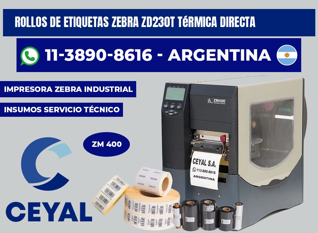 rollos de etiquetas zebra ZD230T térmica directa