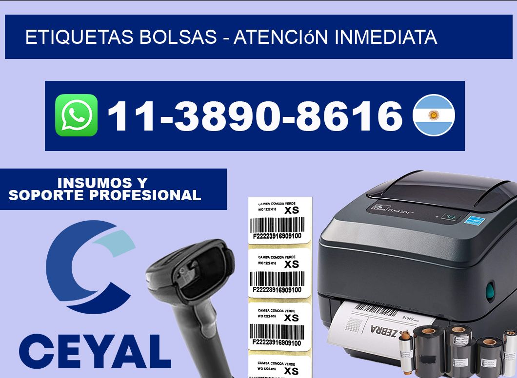 ETIQUETAS BOLSAS - Atención inmediata