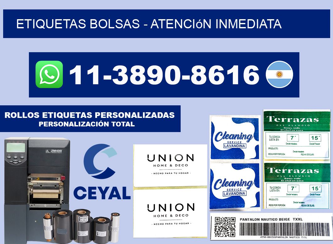 ETIQUETAS BOLSAS - Atención inmediata