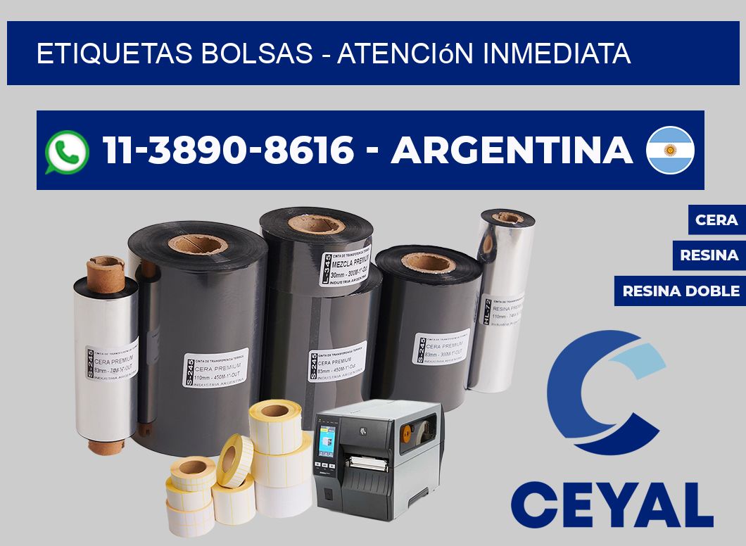 ETIQUETAS BOLSAS - Atención inmediata