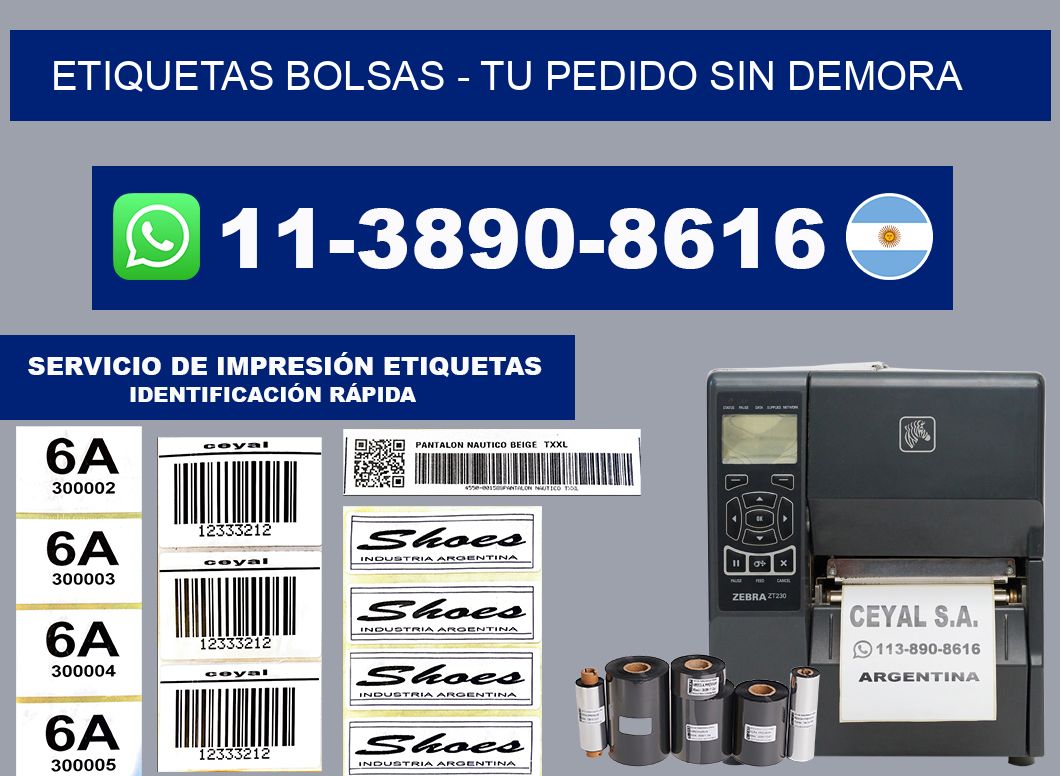 ETIQUETAS BOLSAS - Tu pedido sin demora