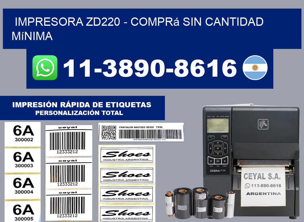 IMPRESORA ZD220 - Comprá sin cantidad mínima