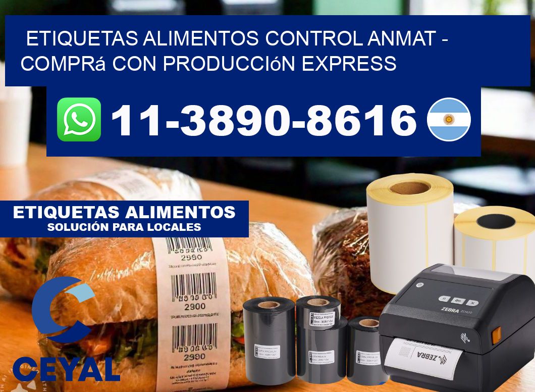 ETIQUETAS ALIMENTOS CONTROL ANMAT - Comprá con producción express
