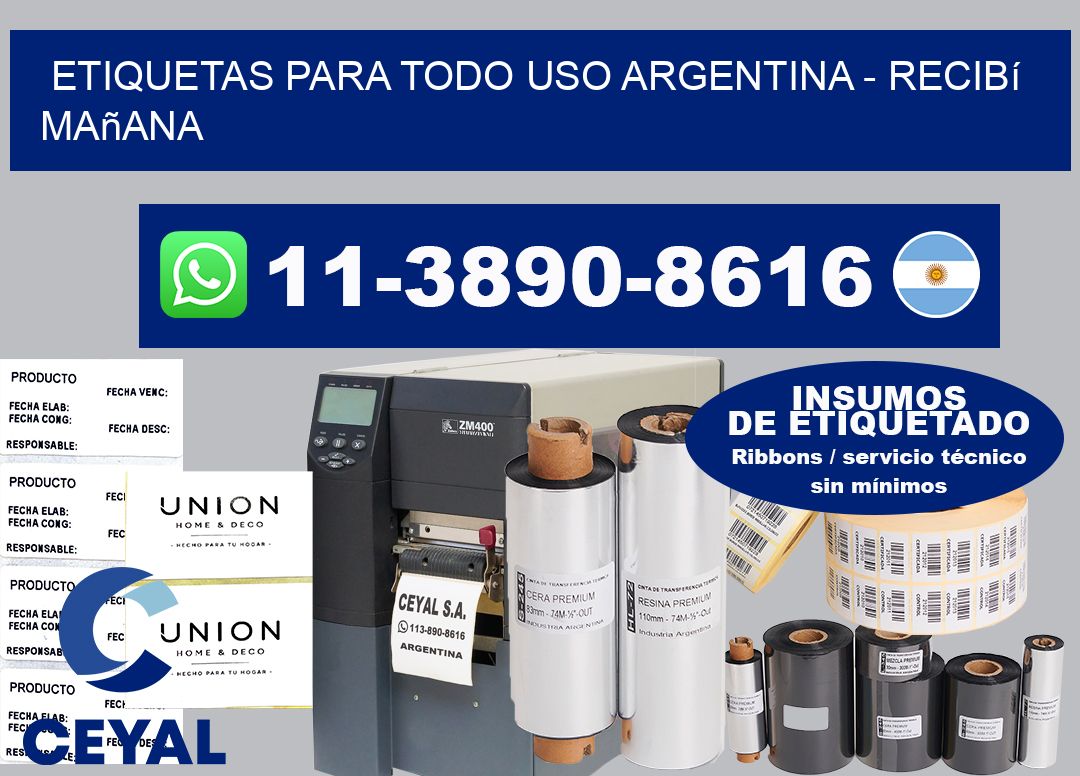 ETIQUETAS PARA TODO USO ARGENTINA - recibí mañana