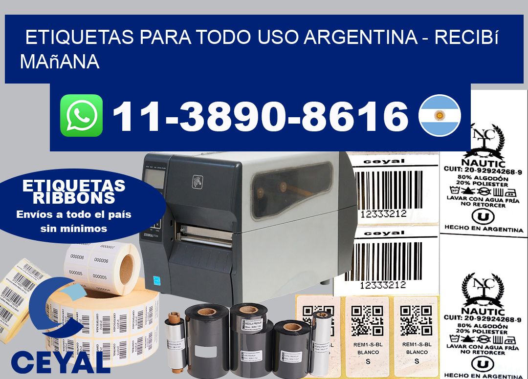 ETIQUETAS PARA TODO USO ARGENTINA - recibí mañana